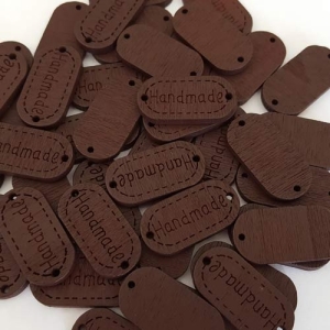 Label Handmade (ovaal) - Hout Donker