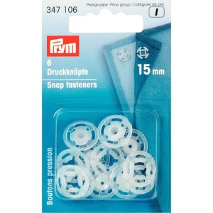 Prym Aannaaidrukknoop kunststof rond 15mm transparant - 347106 | Het Wolhuis