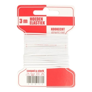 Hoedenelastiek - 10x3m-Wit