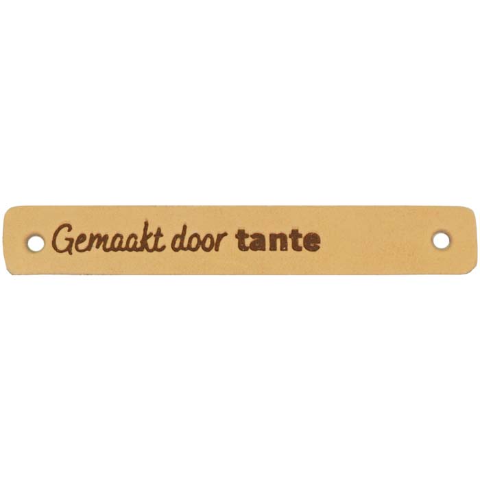Durable Leren Label - Gemaakt door Tante 7 x 1 cm-020.1183 | Het Wolhuis Durable Leren Label - Gemaakt door Tante 7 x 1 cm-020.1183-001