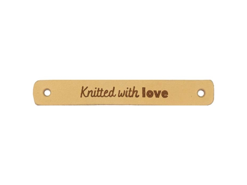 Durable Leren Label - Knitted with Love 7 x 1 cm-020.1189-001
