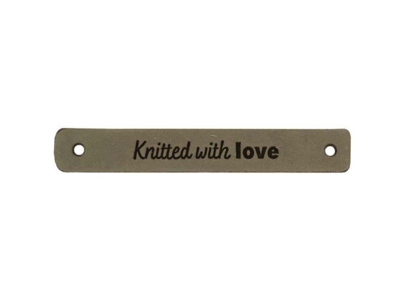 Durable Leren Label - Knitted with Love 7 x 1 cm-020.1189-002