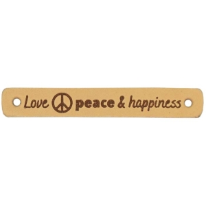 Durable Leren Label - Love Peace & Happiness 7 x 1 cm-020.1193-001 | Het Wolhuis