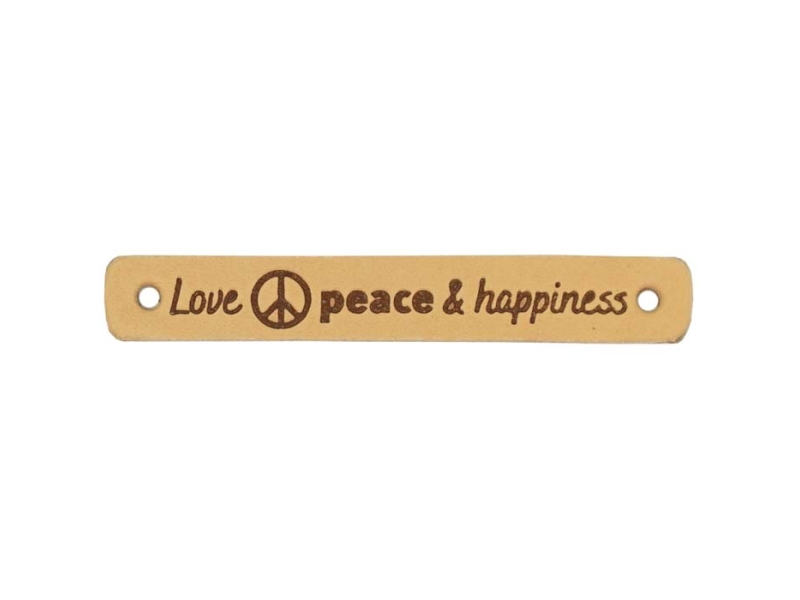 Durable Leren Label - Love Peace & Happiness 7 x 1 cm-020.1193-001