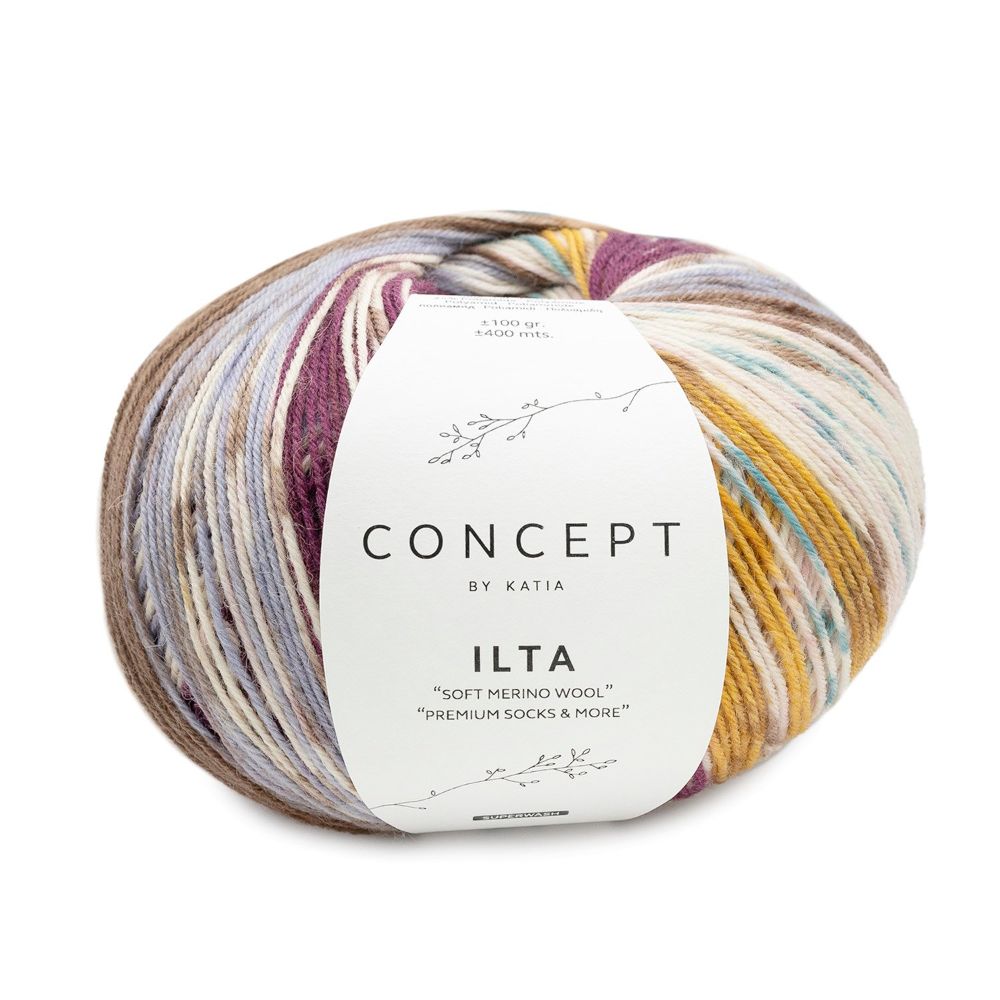 Katia Ilta Socks | Het Wolhuis Katia Ilta Socks - 204 Parelachtig paars-Blauw-Lichtroze-Oker