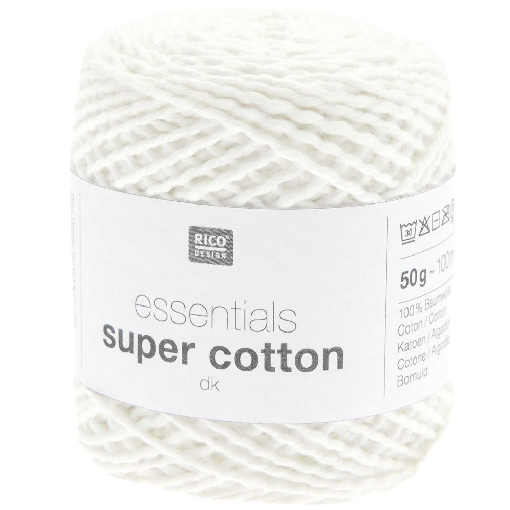 Rico Essentials Super Cotton dk | Het Wolhuis Rico Essentials Super Cotton DK-001 Wit | Het Wolhuis