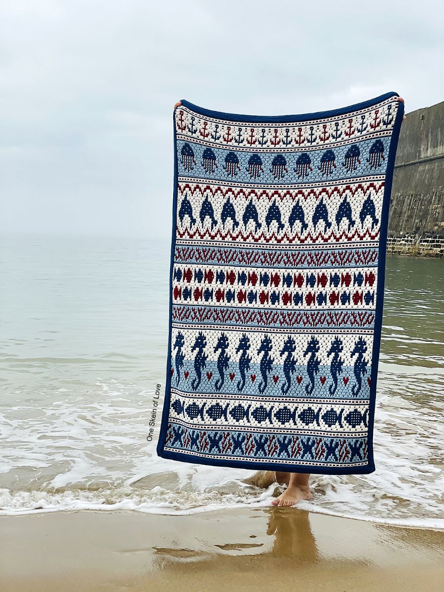 One Skein of Love Sea Life Blanket | Het Wolhuis One Skein of Love Sea Life Blanket | Het Wolhuis
