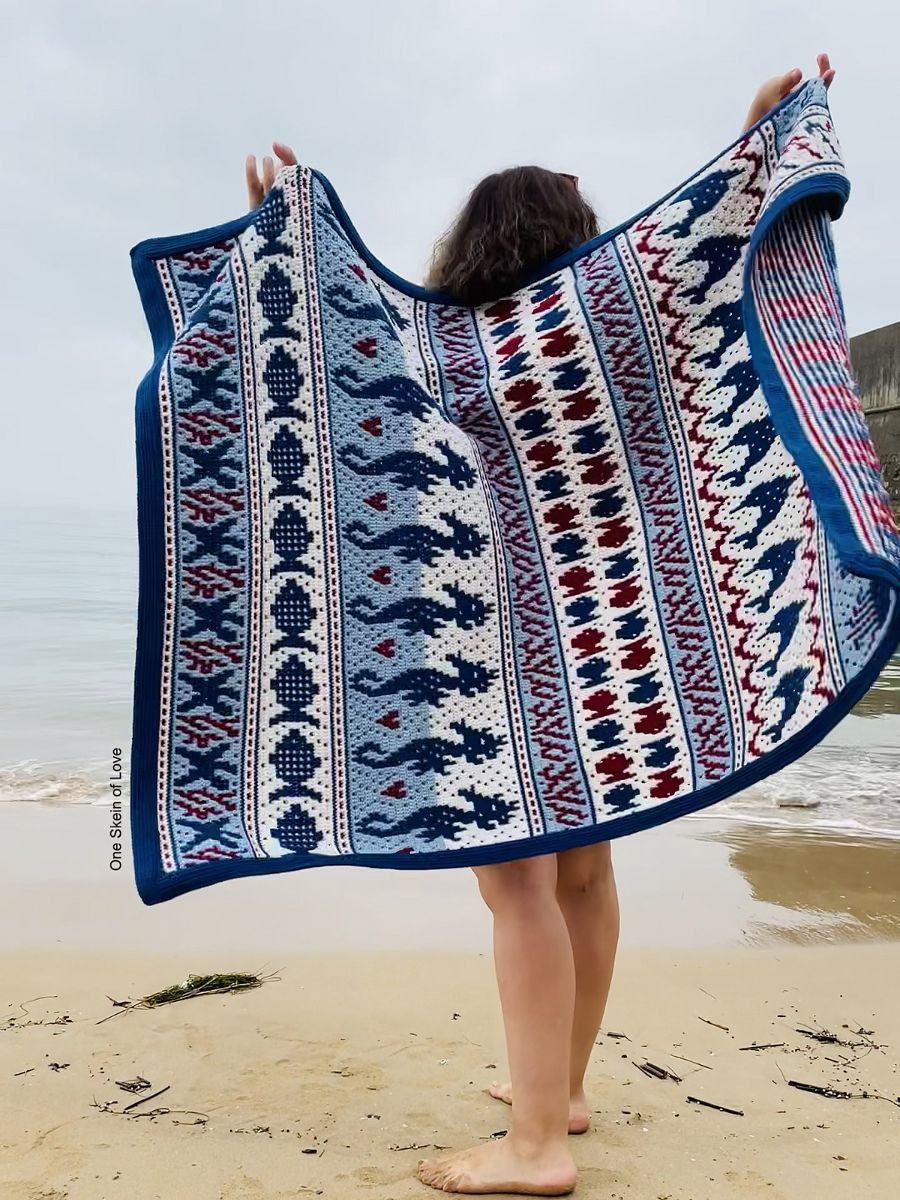 One Skein of Love Sea Life Blanket | Het Wolhuis One Skein of Love Sea Life Blanket