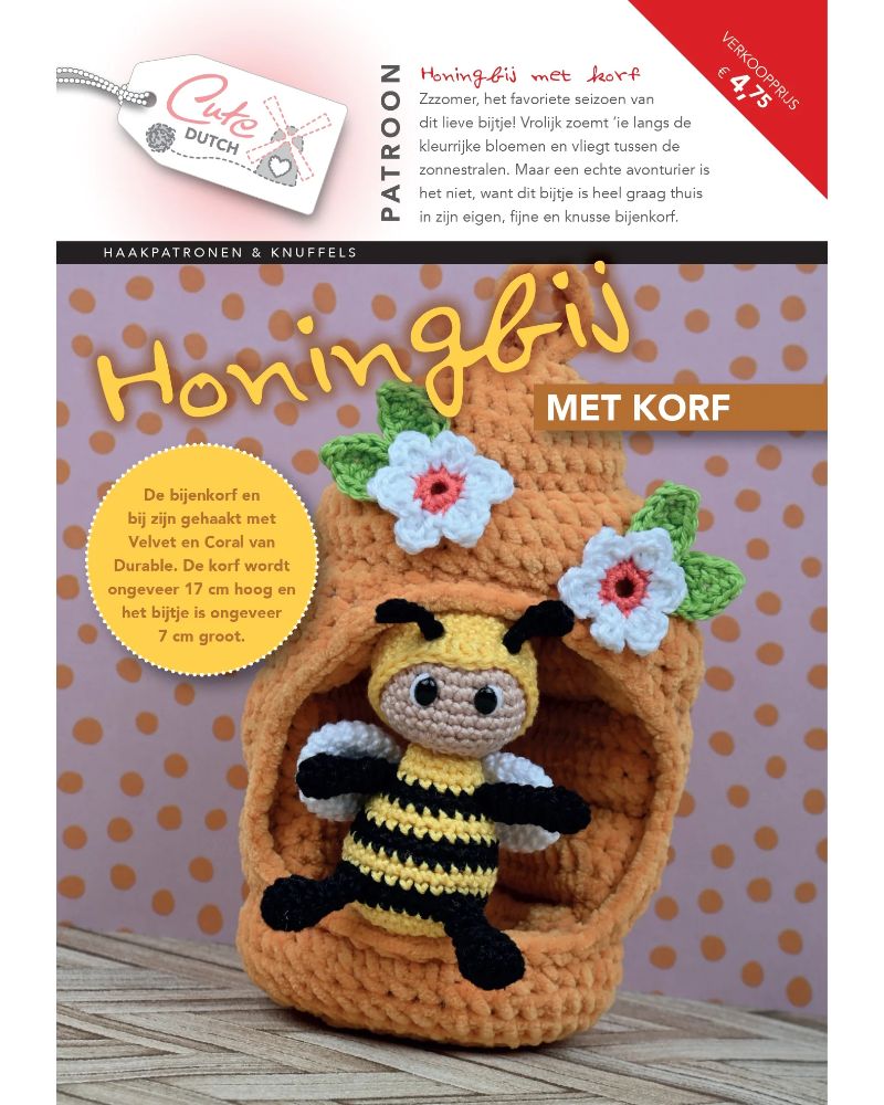 Patroonboekje Honingbij met korf | Het Wolhuis Patroonboekje Honingbij met korf