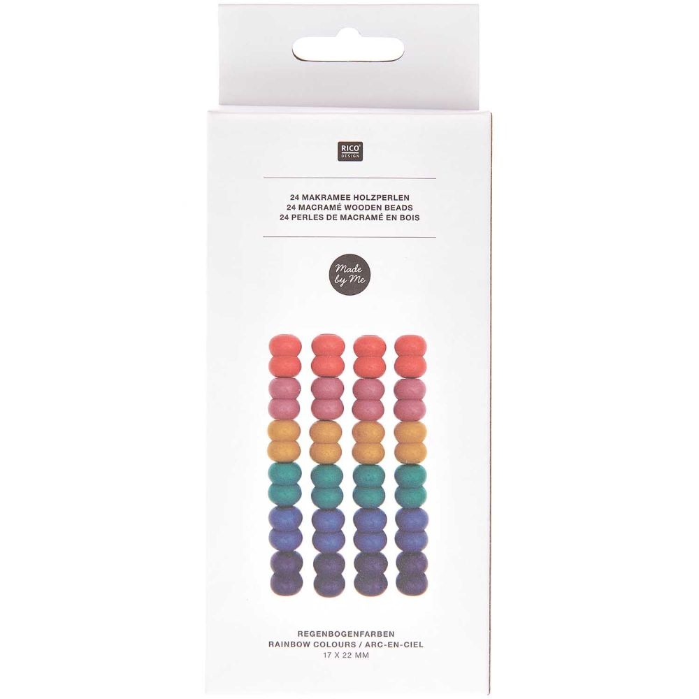 Rico Macramé kralen hout Regenboogkleuren 17x22mm-500231 | Het Wolhuis Rico Macramé kralen hout Regenboogkleuren 17x22mm-500231