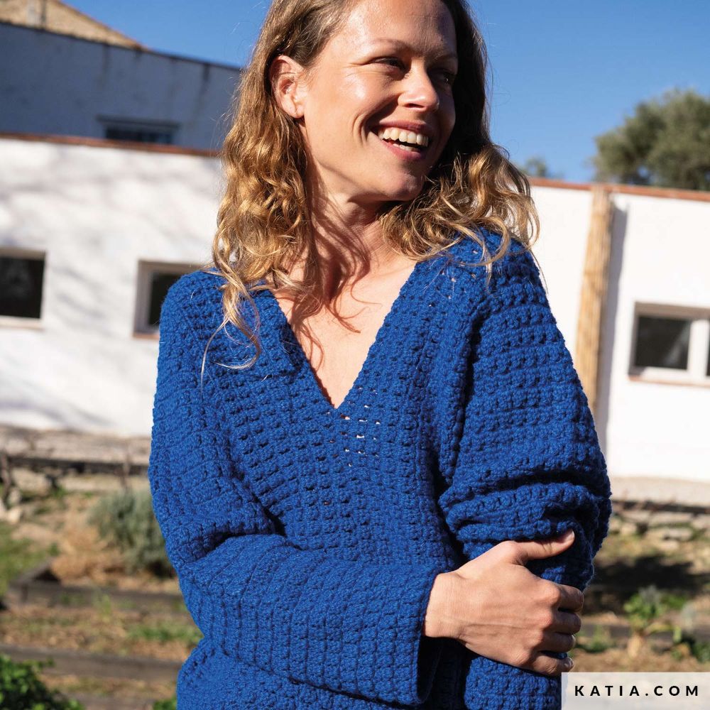 Katia - V-hals trui met Basic Merino - 118-09 | Het Wolhuis Katia - V-hals trui met Basic Merino - 118-09