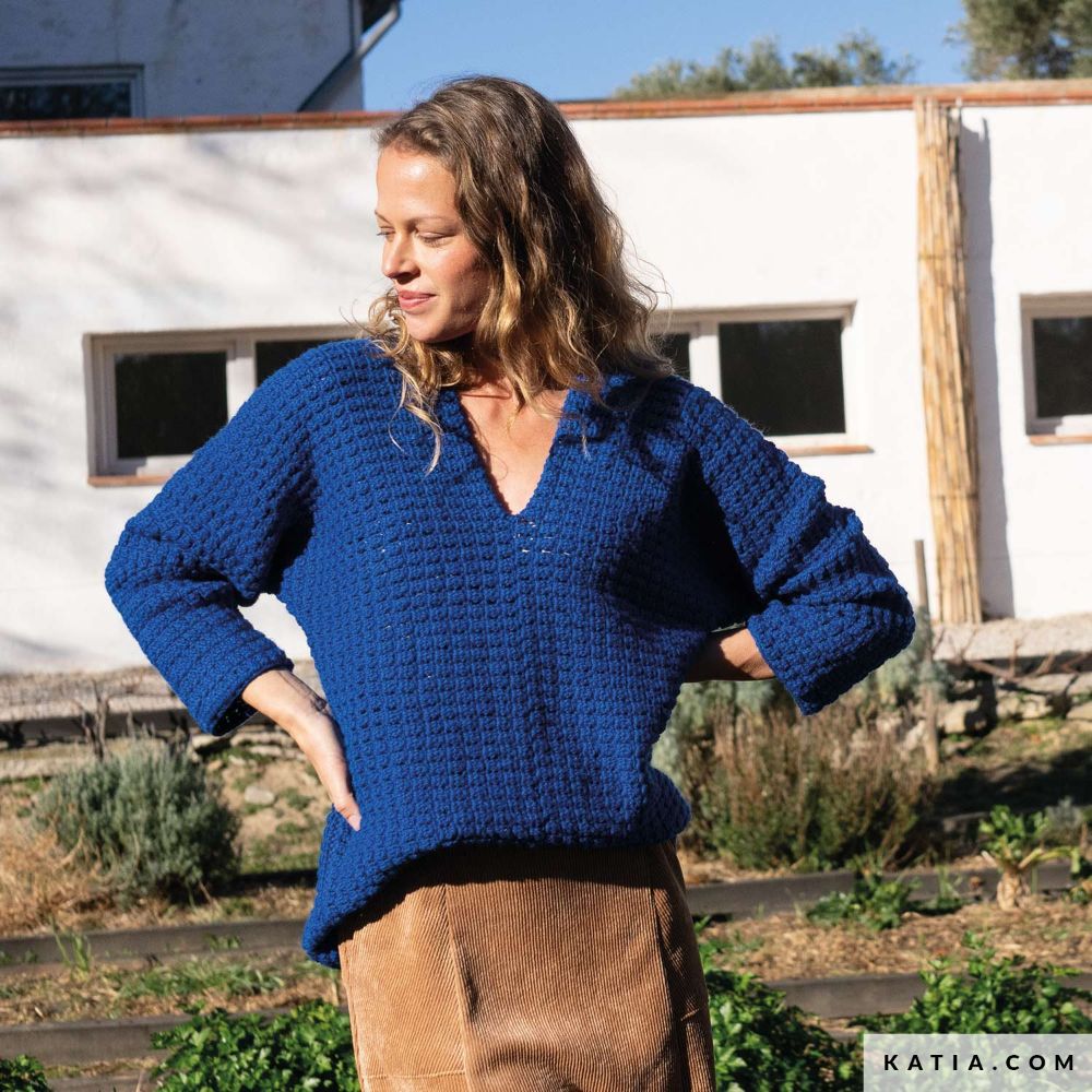 Katia - V-hals trui met Basic Merino - 118-09 | Het Wolhuis Katia - V-hals trui met Basic Merino - 118-09