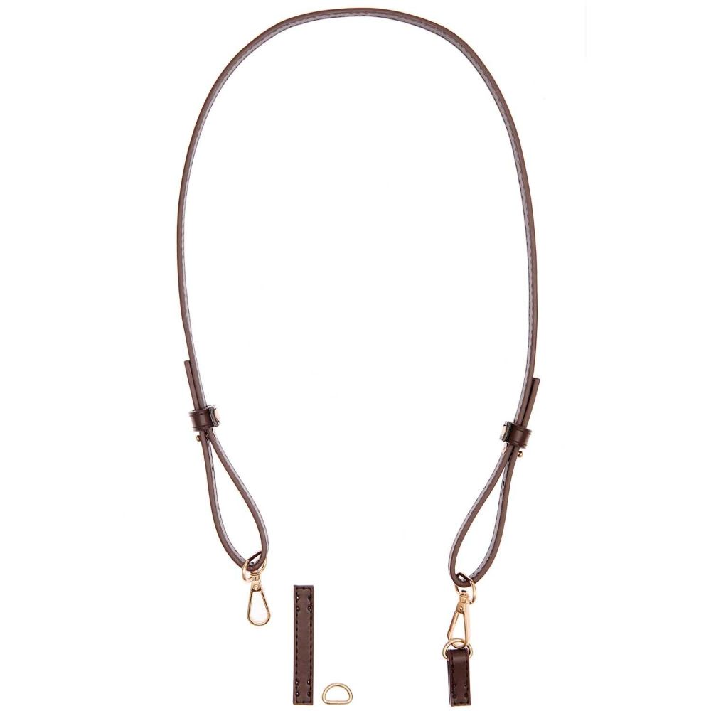 Rico Schouderband met karabijnhaak lang 12x1085mm | Het Wolhuis Rico Schouderband met karabijnhaak lang 12x1085mm-Donkerbruin/Goud