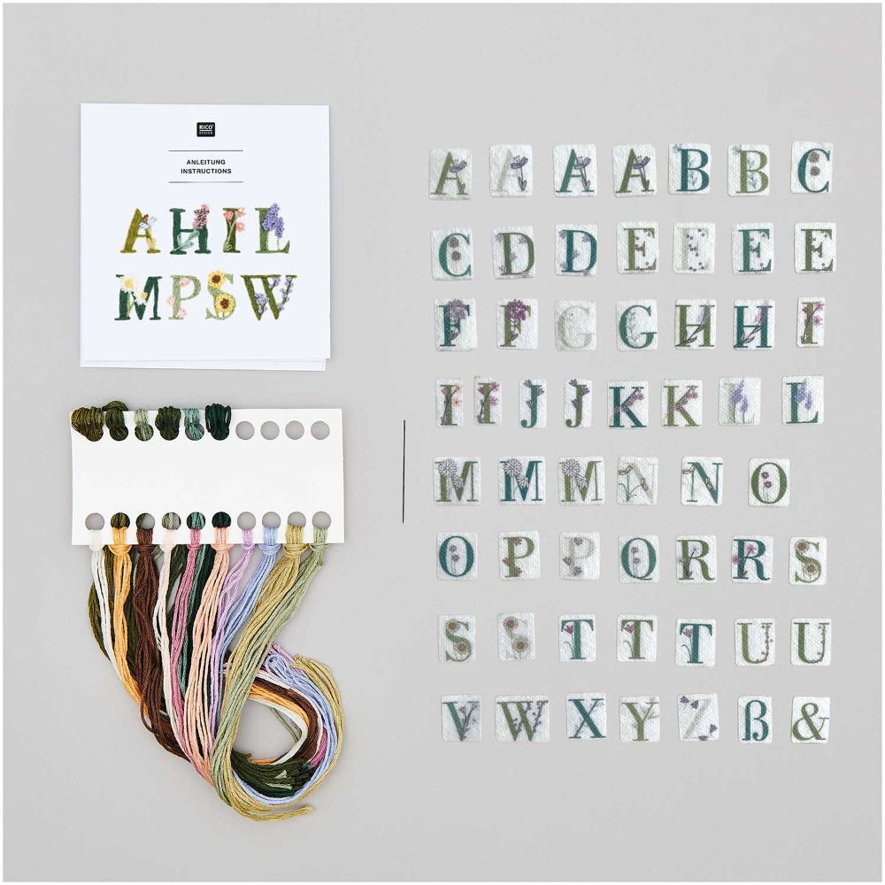 Rico Stick & Stitch Pakket, Bloemenalfabet - 100234 | Het Wolhuis Rico Stick & Stitch-Pakket - Bloemenalfabet