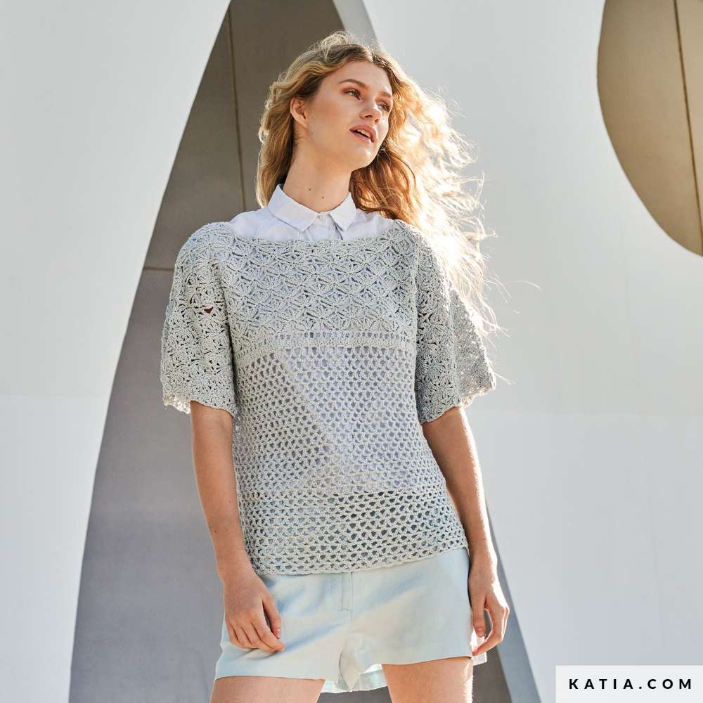 Katia - Top gehaakt in Cotton Cashmere - 17-03 | Het Wolhuis Katia - Top gehaakt in Cotton Cashmere - 6-03