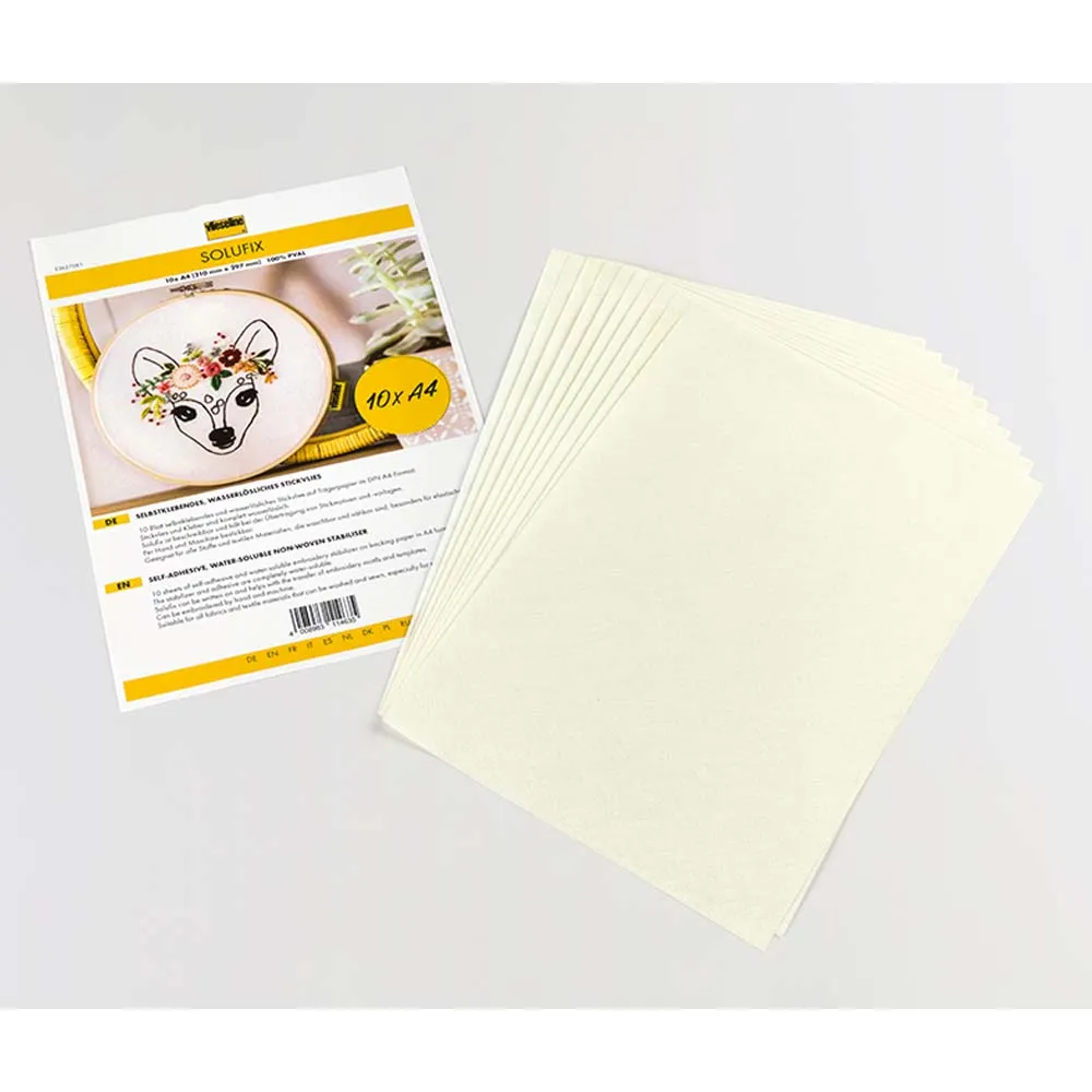 Vlieseline Solufix zelfklevend - A4-formaat 10 vellen | Het Wolhuis Vlieseline Solufix zelfklevend - A4-formaat 10 vellen
