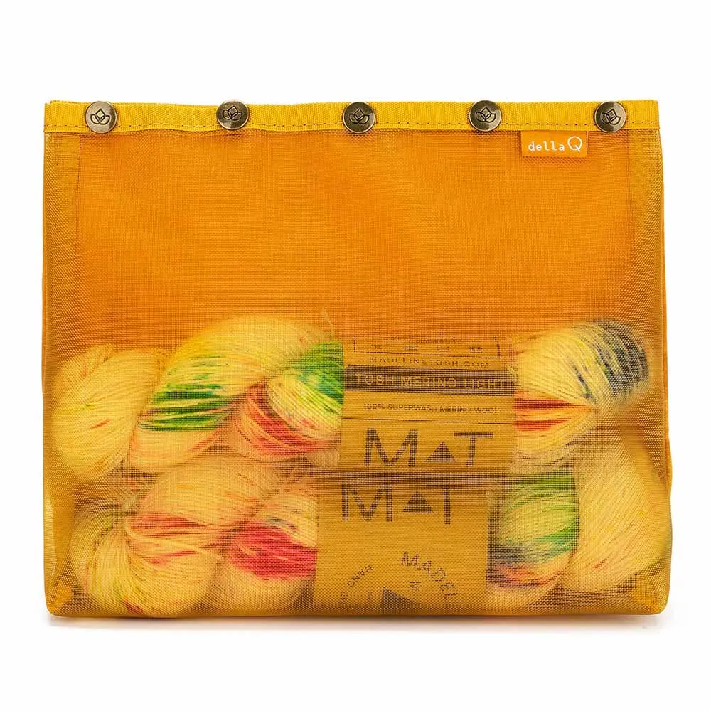 Della Q Makers Mesh Tote handtas 38x25x15cm | Het Wolhuis Della Q Makers Mesh Tote handtas 38x25x15cm - Mosterd | Het Wolhuis