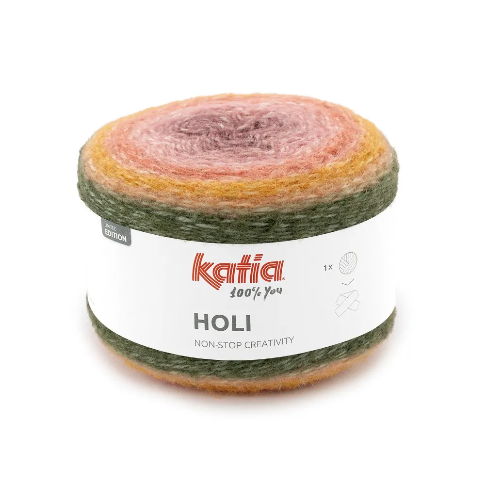 Katia Holi | Het Wolhuis Katia Holi-504 Kaki-Oranje-Kauwgom roze | Het Wolhuis