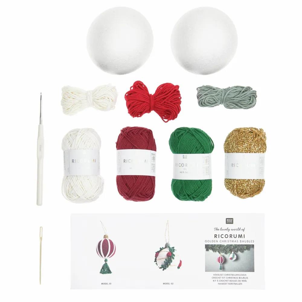 Ricorumi Haakset "Kerstballen - Variant Goud" | Het Wolhuis Ricorumi Haakset "Kerstballen - Variant Goud" | Het Wolhuis