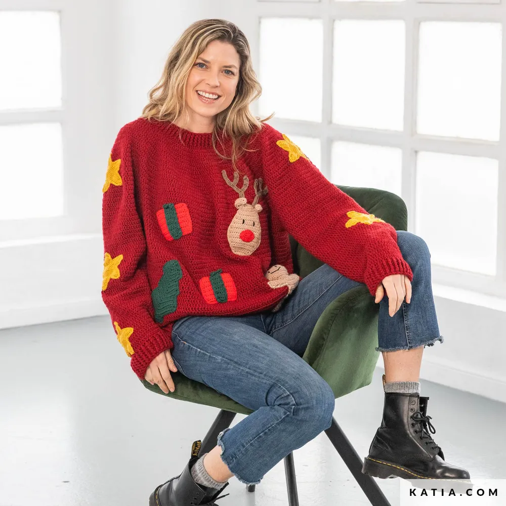 Katia - Xmas ugly sweater met Basic Merino | Het Wolhuis Katia - Xmas ugly sweater met Basic Merino | Het Wolhuis
