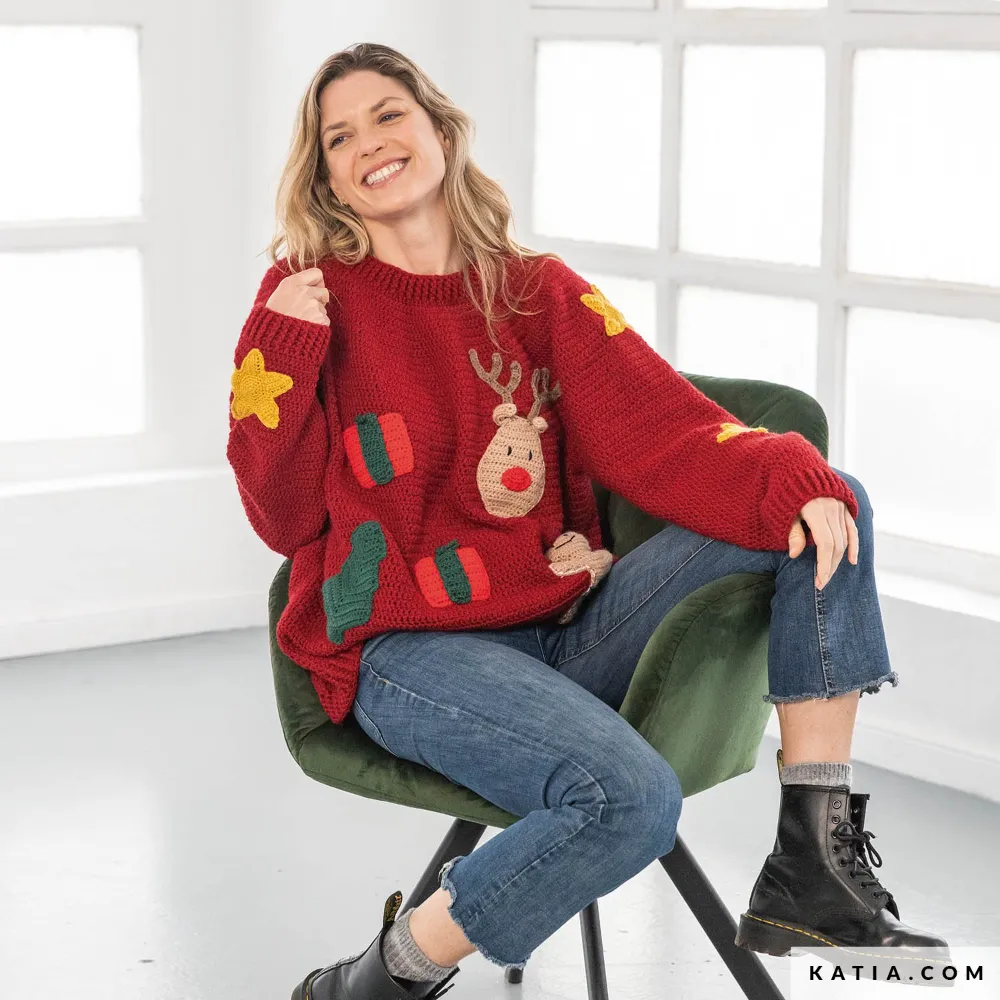Katia - Xmas ugly sweater met Basic Merino | Het Wolhuis Katia - Xmas ugly sweater met Basic Merino | Het Wolhuis