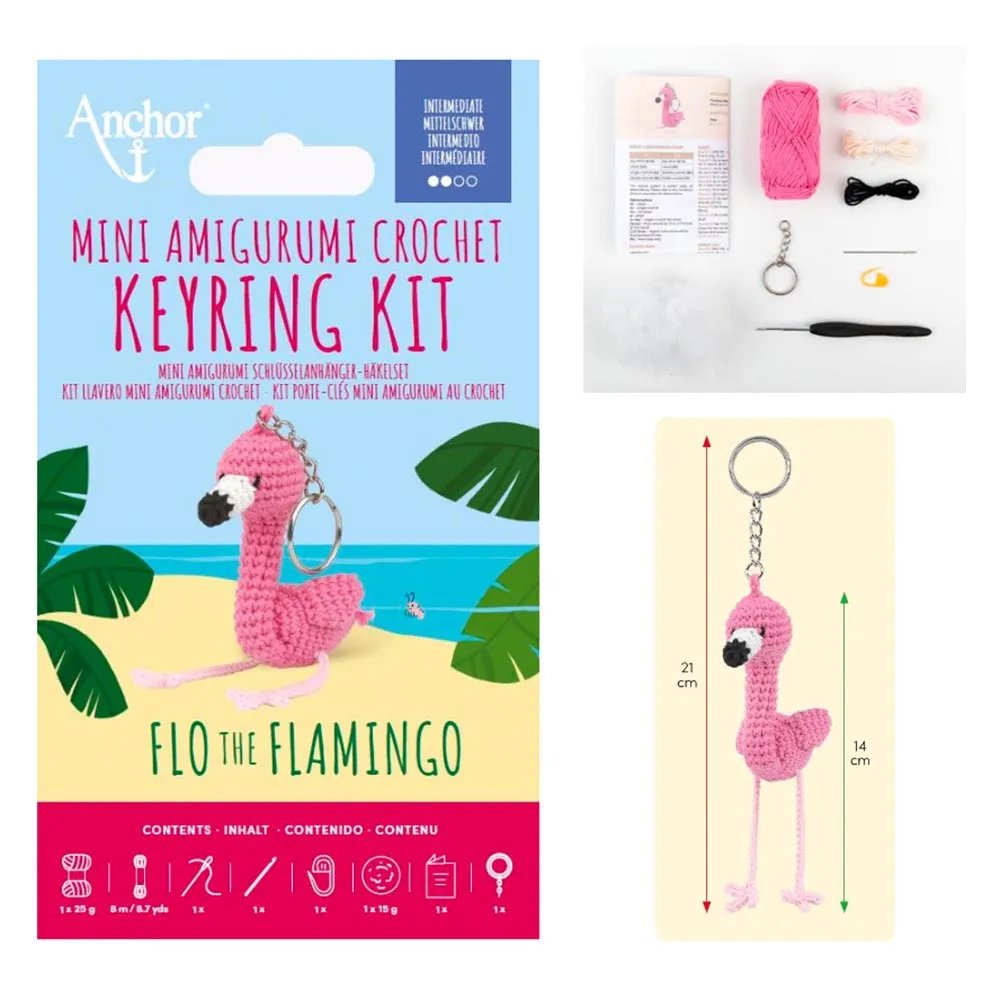 Anchor Mini amigurumi haak kit - sleutelhanger | Het Wolhuis Anchor Mini amigurumi haak kit - sleutelhanger - Flamingo | Het Wolhuis