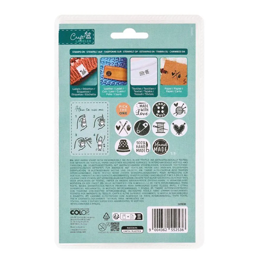 COLOP Craft Labeler textielstempel set - CP169830 | Het Wolhuis COLOP Craft Labeler textielstempel set | Het Wolhuis