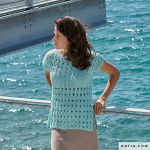 Katia - Gebreid shirt met reliëfpatroon van Esencia | Het Wolhuis