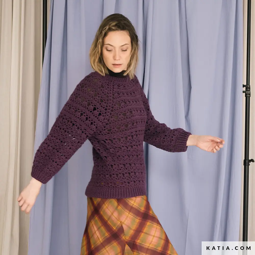 Katia - Gehaakte top-down trui Basic Merino | Het Wolhuis Katia - Gehaakte top-down trui Basic Merino | Het Wolhuis