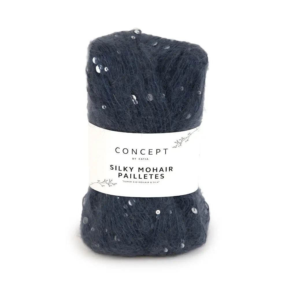 Katia Silky Mohair Pailletes | Het Wolhuis Katia Silky Mohair Pailletes-205 Donker Jeans | Het Wolhuis