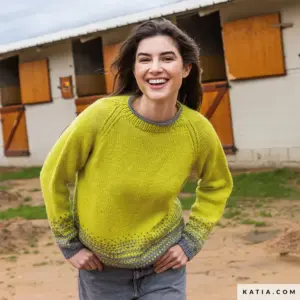 Katia - Bottum-up trui met jacquard van Merino Aran - 2-09 | Het Wolhuis