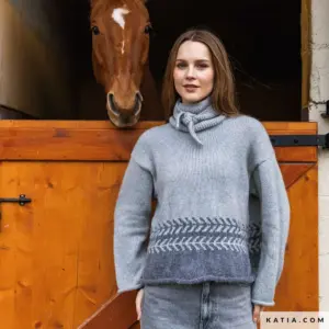 Katia - Trui met jacquardrand van Soft Gratté | Het Wolhuis