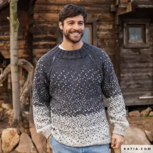 Katia - Herentrui met jacquard van Merino Tweed | Het Wolhuis