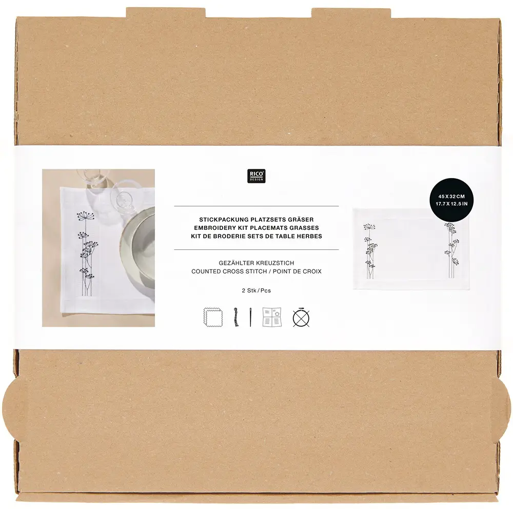 Rico - Borduurpakket Getelde Kruissteek, Placemats Gräser - 100440 | Het Wolhuis Rico - Borduurpakket Getelde Kruissteek, Placemats Gräser - 100440 | Het Wolhuis
