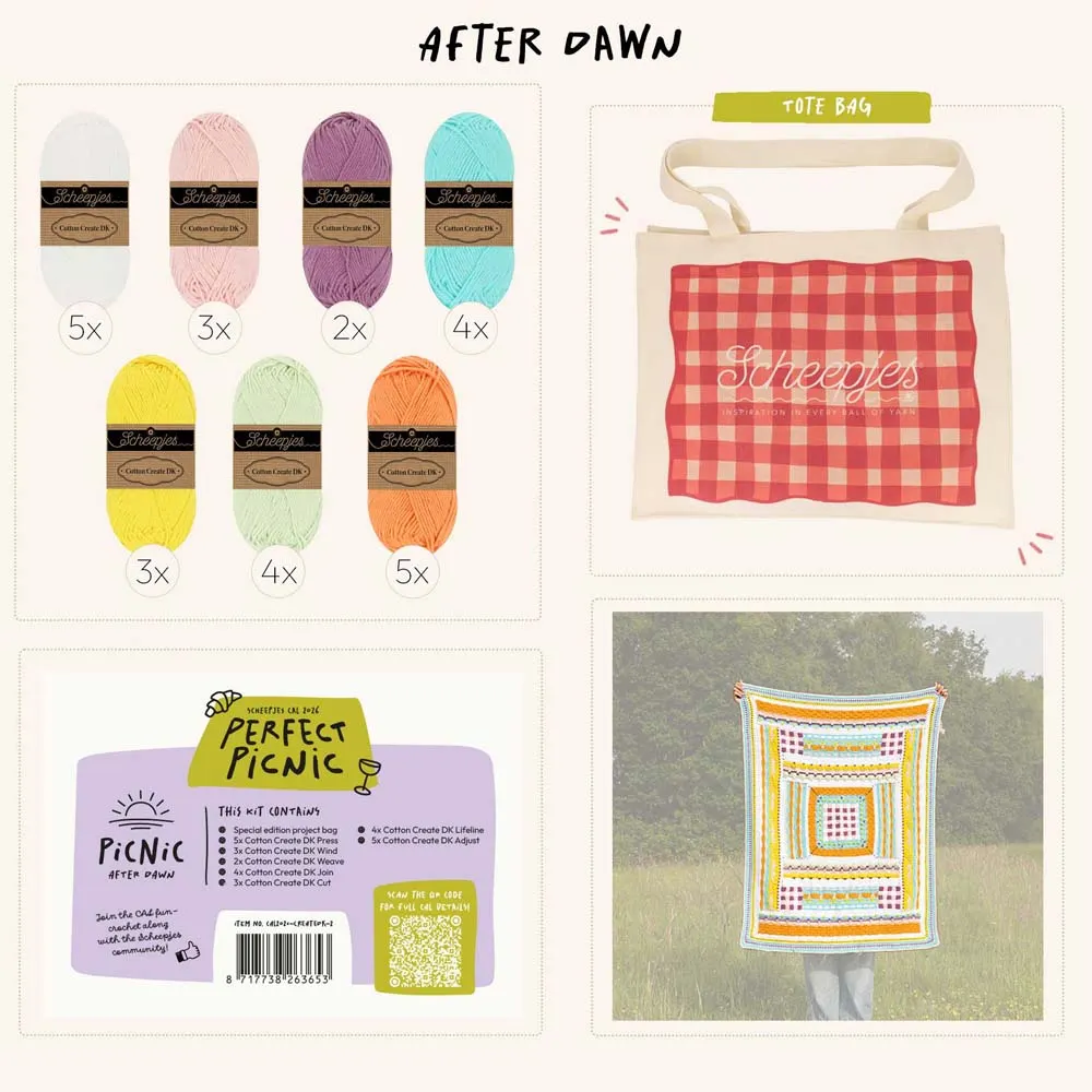 Scheepjes Perfect Picnic CAL 2026 - Kit Cotton Create DK | Het Wolhuis Scheepjes Perfect Picnic CAL 2026 - Kit Cotton Create DK - Dawn | Het Wolhuis