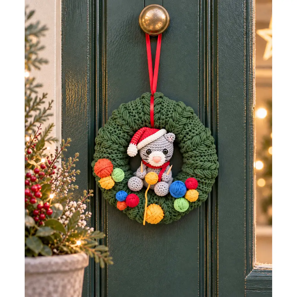 Winterpret - Garenpakket Kerstkrans Poes | Het Wolhuis Winterpret - Garenpakket Kerstkrans Poes | Het Wolhuis